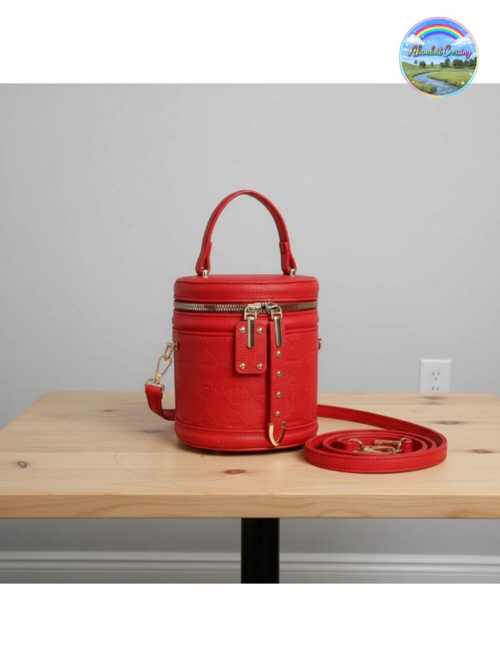 Vegan Leather Mini Bucket Crossbody Bag Quilted Cylinder 3-Way Carry